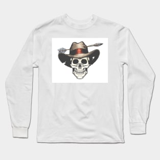 The Skull in Arrow shot Cowboy Hat Long Sleeve T-Shirt